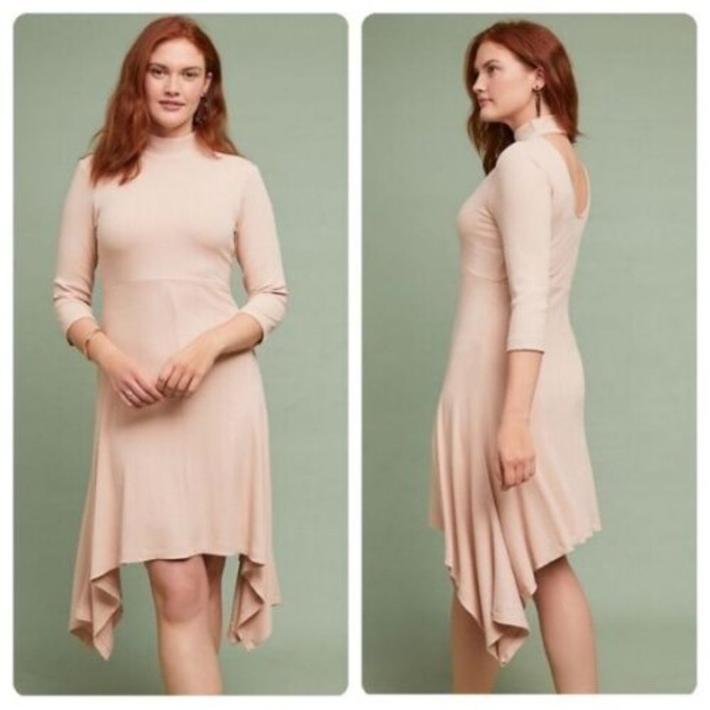 Anthropologie Building 18 Ribbed Mock Neck Scoop Back Midi Dress